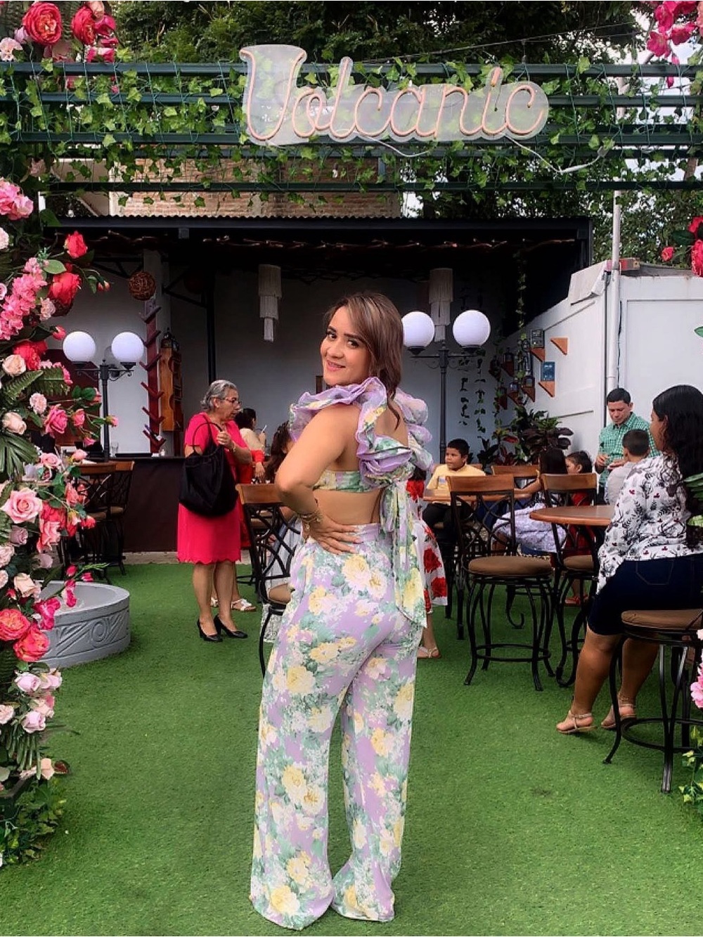 Lilac Floral Ruffle Sleeve Jumpsuit - Picture 3 of 5